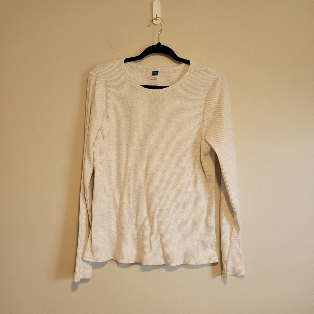 Old Navy Long Sleeve Ribbed Shirt Size XL Light Heathered Gray